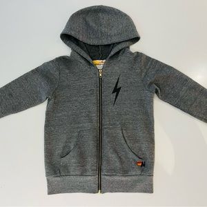 Aviator Nation KIDS Bolt Hoodie in Charcoal, size 8.